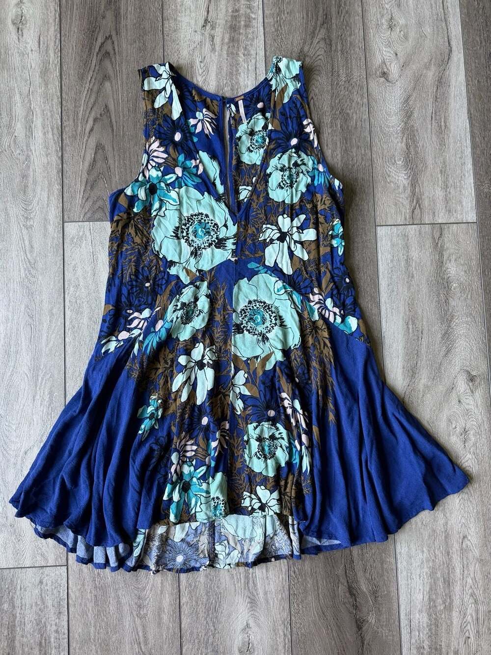 Free People Blue Backyard Party Printed Tunic Dress